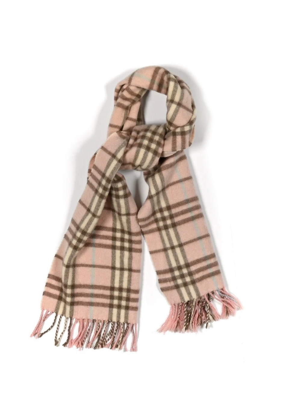 Burberry Pink Plaid Fringe Scarf